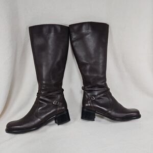 La Canadienne Brown Leather Knee High Dress Boot, Lined Sidetrim‎ Size 7.5M